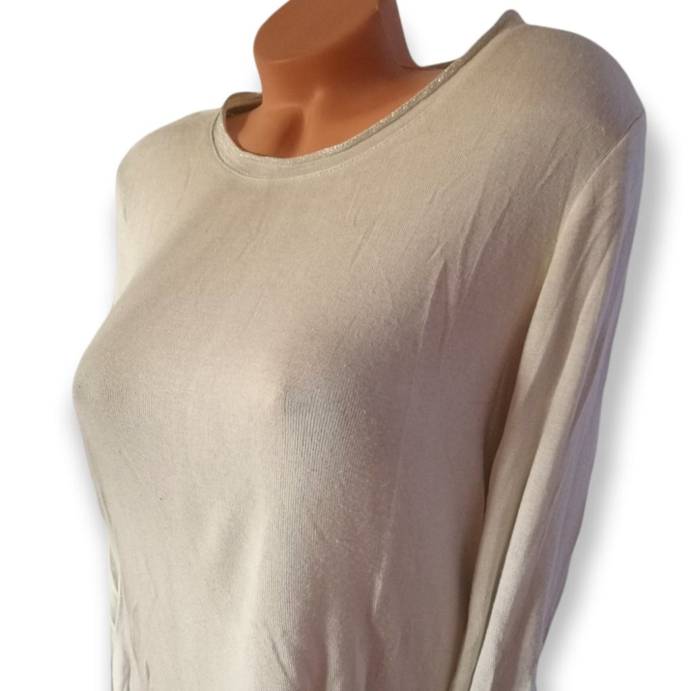 Manguun Cream Long Sleeves Shirt Creme/Silver Trim
